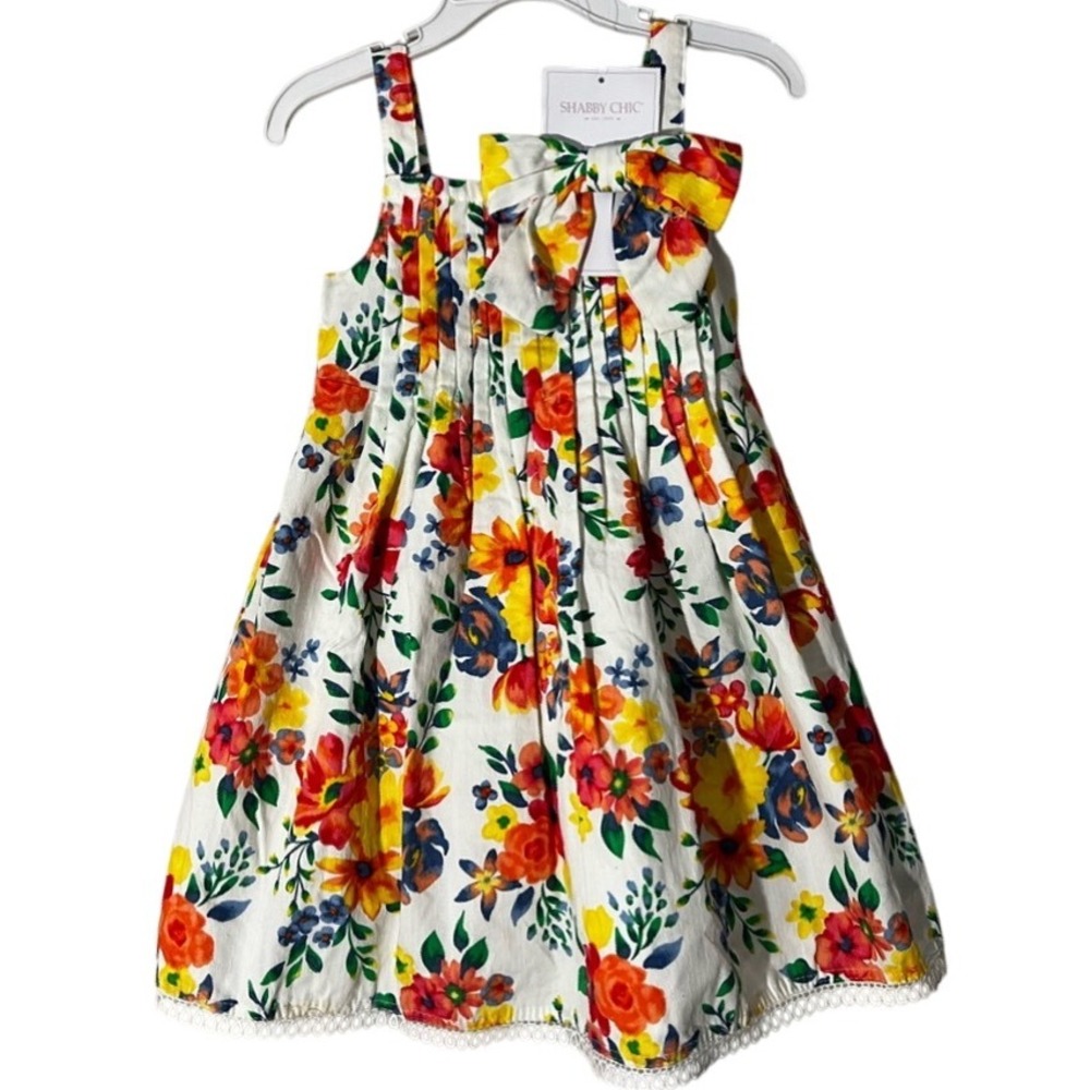 NWT Shabby chic Floral Boutique dress With Matching Bow Toddler‎ 3T Cottagecore